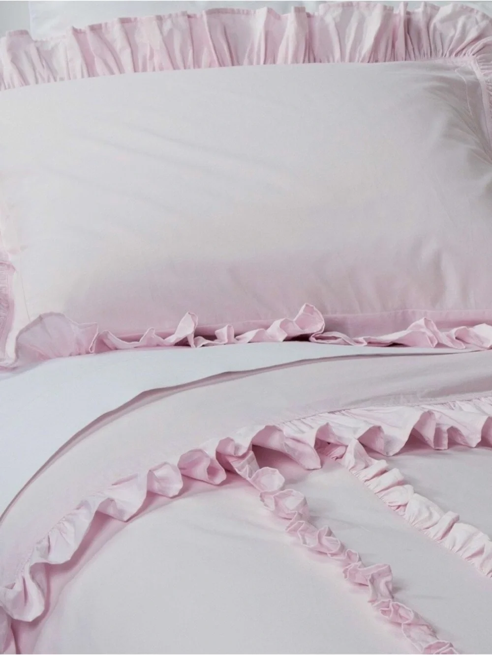 💕Shabby Chic Light Pink Ruffled Duvet Cover